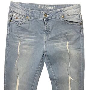Fil Jeans Distressed Raw Frayed Hem Skinny Blue Jeans Light Wash - Size 9